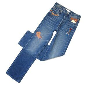 NWT Mother Superior Rambler Sneak in Running With Scissors Embroidered Jeans 25